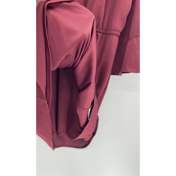 Maurices Maroon Red Cinch Waist Bell Sleeve Chiffon Lined Dress Size XL Career - Picture 5 of 10